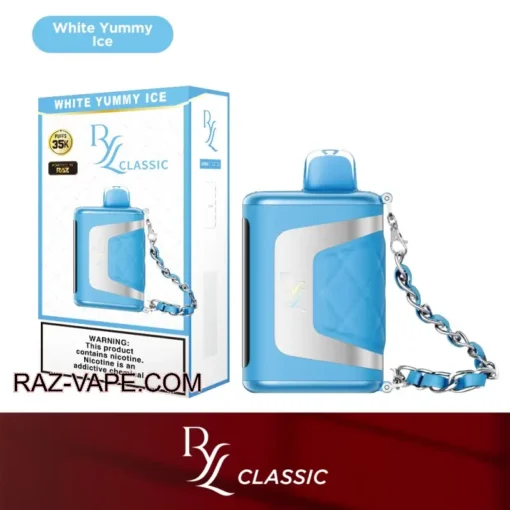 White Yummy Ice RAZ RYL CLASSIC 35000 PUFFS DISPOSABLE VAPE